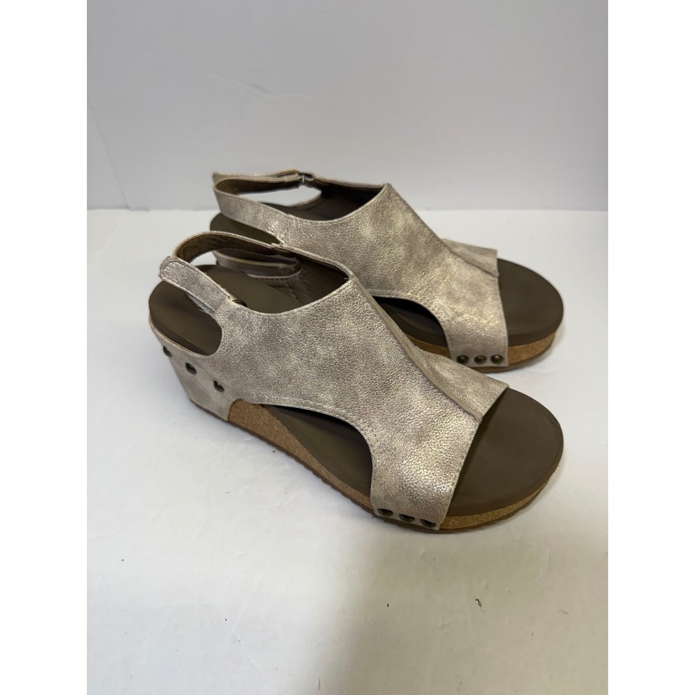 Boutique by Corkys Ingrid Metallic Champagne Gold Wedge Sandals Womens 8